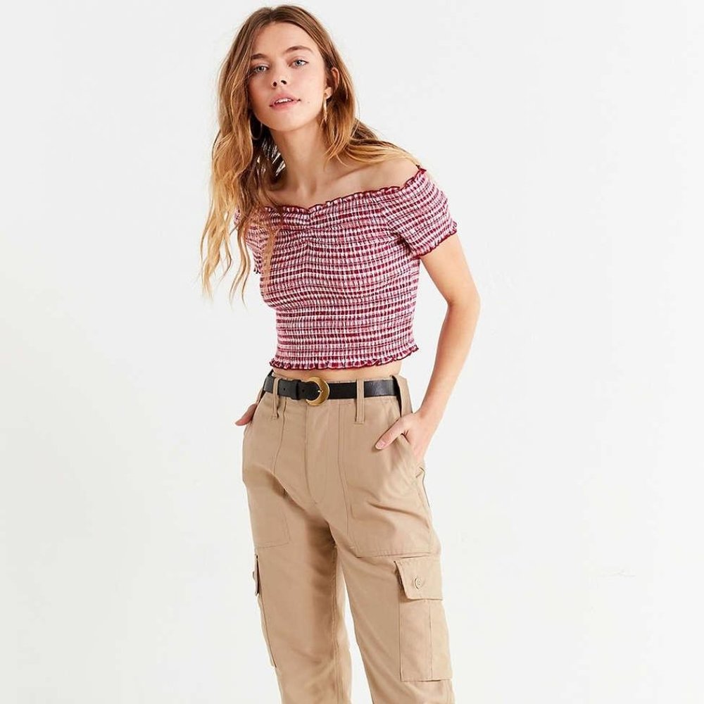 Urban Outfitters Jade Off the Shoulder Smocked Top
